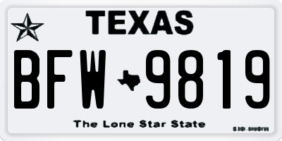 TX license plate BFW9819