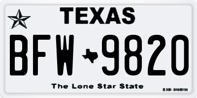 TX license plate BFW9820