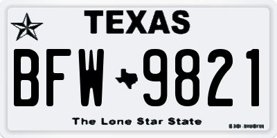 TX license plate BFW9821