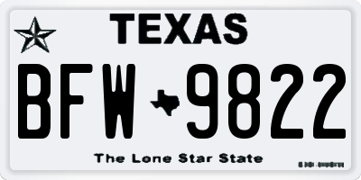 TX license plate BFW9822