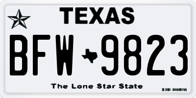 TX license plate BFW9823