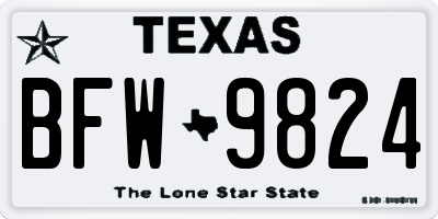 TX license plate BFW9824