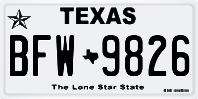 TX license plate BFW9826