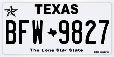 TX license plate BFW9827