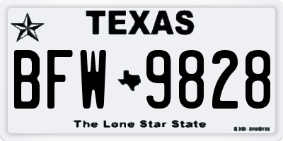 TX license plate BFW9828