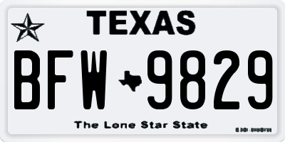 TX license plate BFW9829