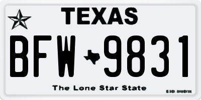 TX license plate BFW9831