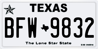 TX license plate BFW9832