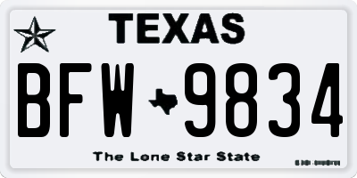 TX license plate BFW9834