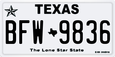 TX license plate BFW9836