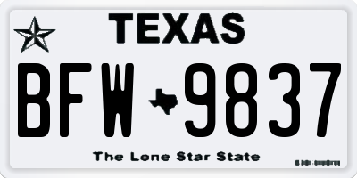 TX license plate BFW9837