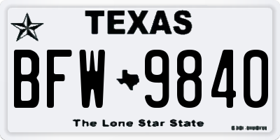 TX license plate BFW9840