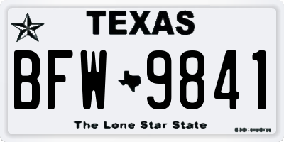 TX license plate BFW9841
