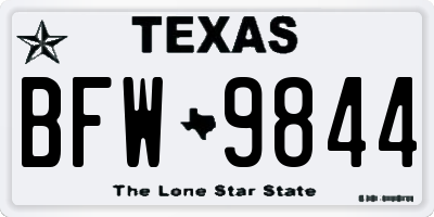 TX license plate BFW9844