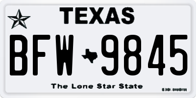 TX license plate BFW9845
