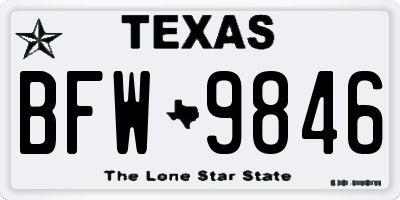 TX license plate BFW9846