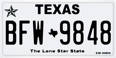 TX license plate BFW9848