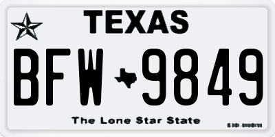 TX license plate BFW9849
