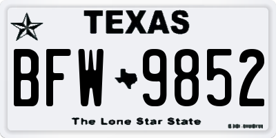 TX license plate BFW9852