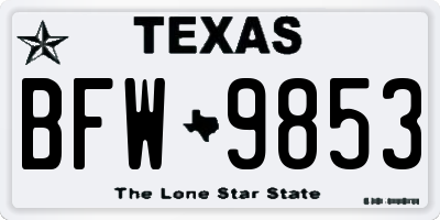 TX license plate BFW9853
