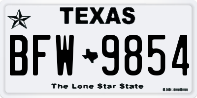 TX license plate BFW9854