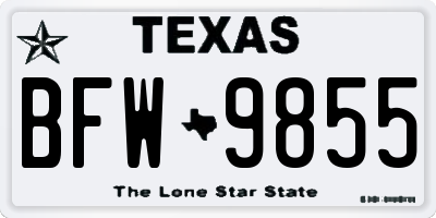 TX license plate BFW9855