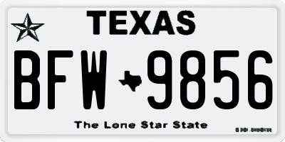 TX license plate BFW9856