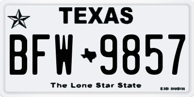 TX license plate BFW9857