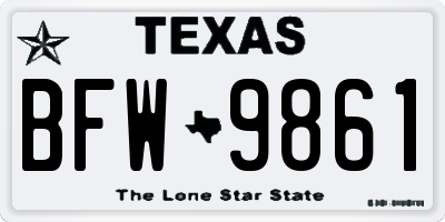 TX license plate BFW9861