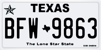 TX license plate BFW9863
