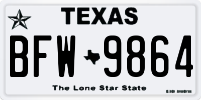 TX license plate BFW9864