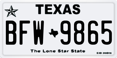 TX license plate BFW9865