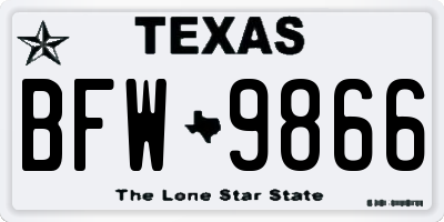 TX license plate BFW9866