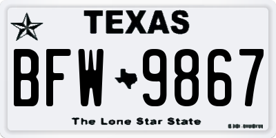 TX license plate BFW9867