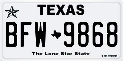 TX license plate BFW9868