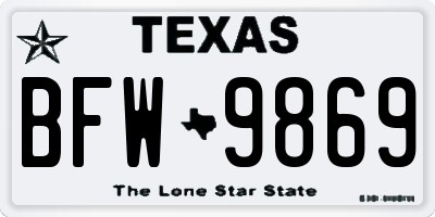 TX license plate BFW9869