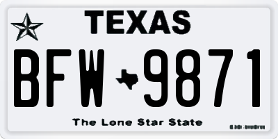 TX license plate BFW9871