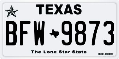 TX license plate BFW9873