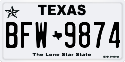 TX license plate BFW9874