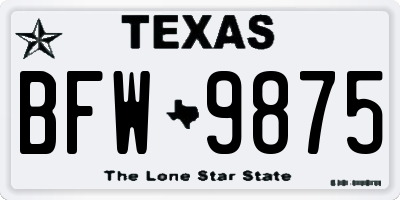 TX license plate BFW9875