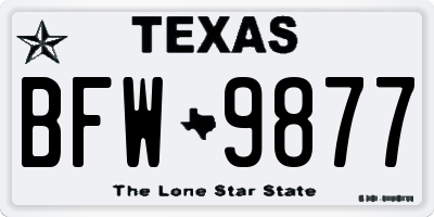 TX license plate BFW9877