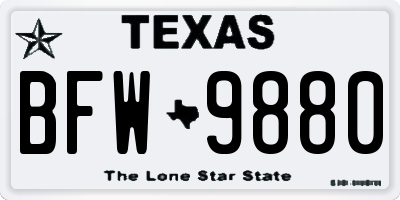 TX license plate BFW9880
