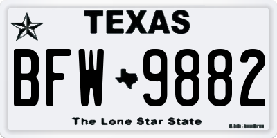 TX license plate BFW9882