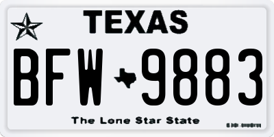 TX license plate BFW9883