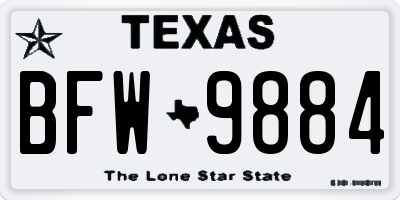 TX license plate BFW9884
