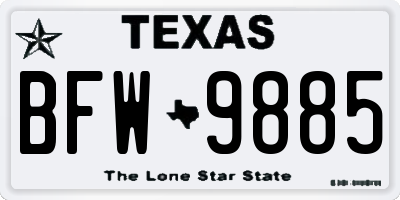 TX license plate BFW9885