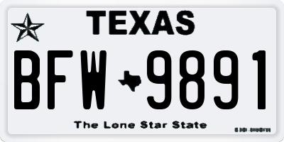 TX license plate BFW9891