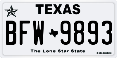 TX license plate BFW9893