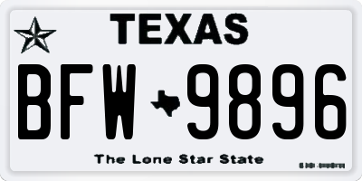 TX license plate BFW9896