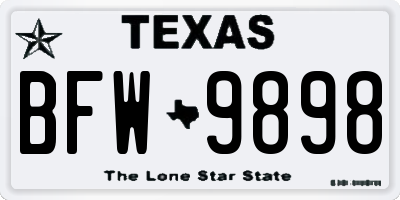 TX license plate BFW9898